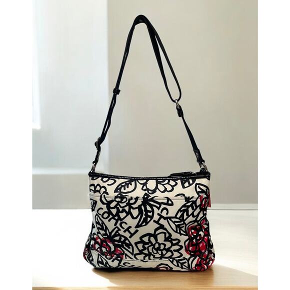 Y2K Coach F16864 Poppy Daisy Floral Graffiti Crossbody Bag & Wristlet - Picture 3 of 16